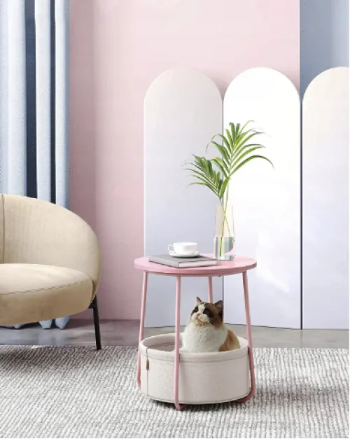 Журнальний столик Leobert Sharp з кошиком рожевий