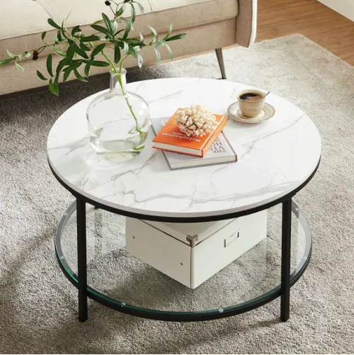 Журнальний столик Leobert Oskar круглий із мармуровою стільницею