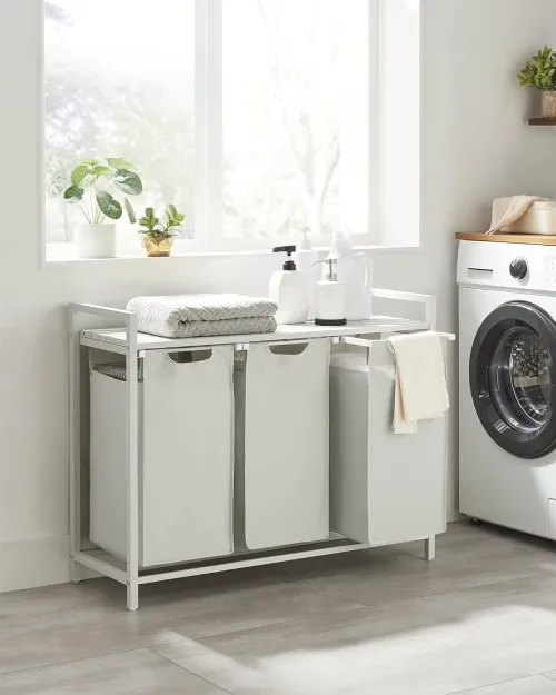 Кошик для білизни Leobert Chariot з трьома відділеннями 3 x 38л білий