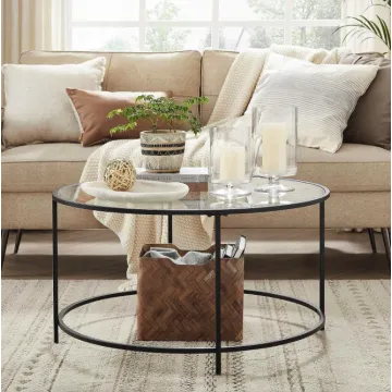 Журнальний столик Leobert Oskar круглий з скляною стільницею