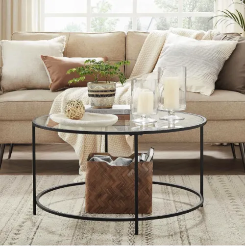 Журнальний столик Leobert Oskar круглий з скляною стільницею