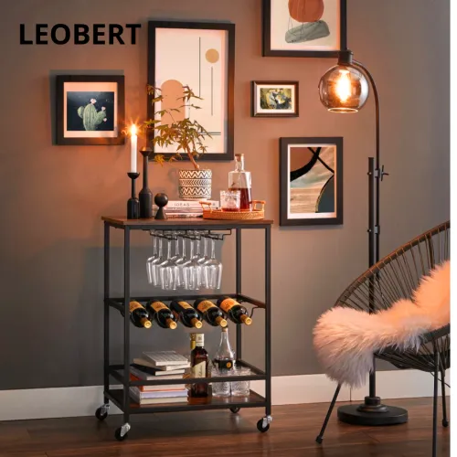 Мобільний стелаж на колесах в стилі лофт