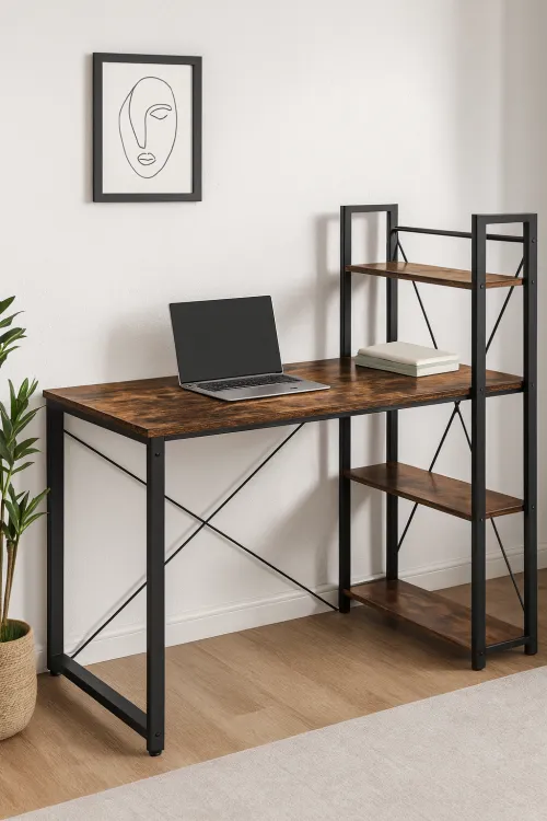 Комп'ютерний стіл Leobert Devoko з боковими полицями у стилі Loft