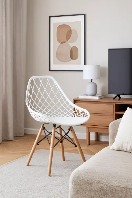 Стілець Leobert Sakai з дерев'яними ніжками ажурна спинка білий