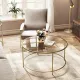 Журнальний столик Leobert Oskar круглий з скляною стільницею золото