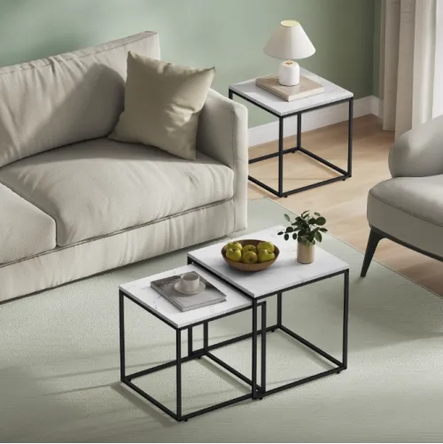 Комплект журнальних столиків Leobert Nika квадратні мармур