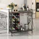 Image 4 for Винный шкаф-консоль Costway Vintage Wine Table напольный с деревянной столешницей и полками лофт, коричневый