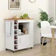 Image 3 for Кухонный остров на колесиках Costway Provence с полкой для белый вина #KC55547WH