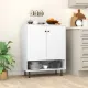 Image 5 for Комод кухонный Costway Rubberwood Kitchen со шкафчиком и нишей, белый
