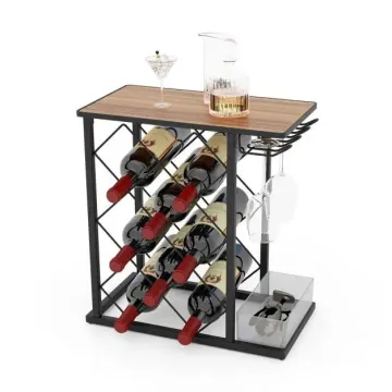 Стеллаж винный Costway Compact Beverage Bar 6 деревянный с держателем для бокалов