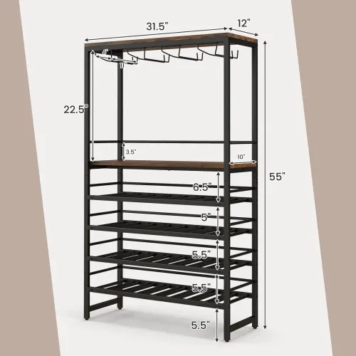 Винный стеллаж Costway Wine Rack 140 в стиле лофт на 4 яруса
